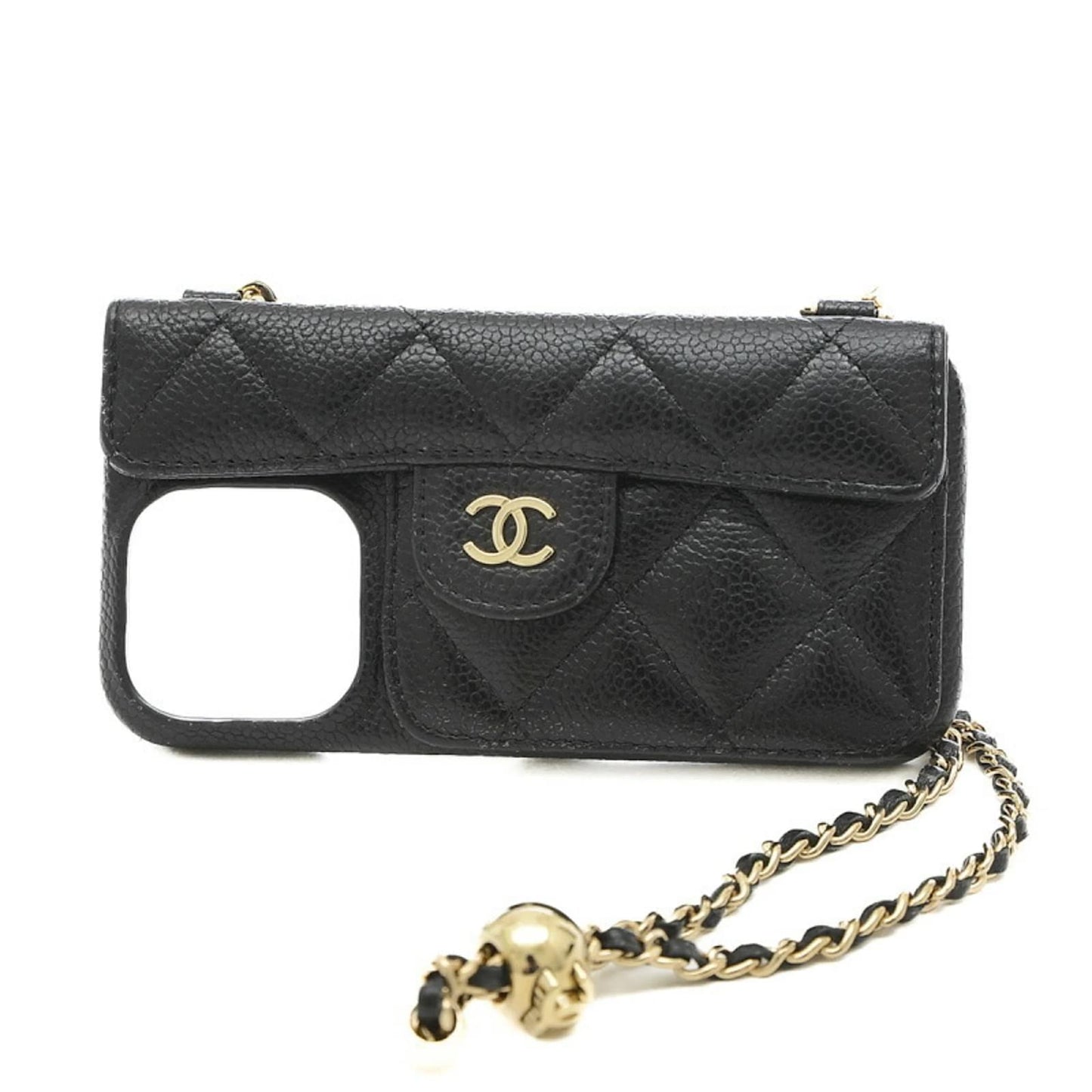 Coque à chaîne & cuir vegan – Lanière réglable, porte-carte intégré