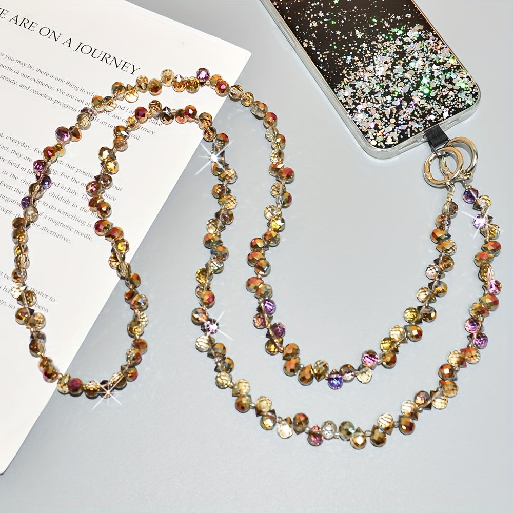 Pendentif en chane de tlphone en cristal bracelet en perles fait main long pour femmes