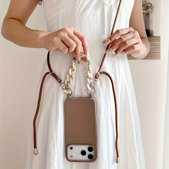 tui tlphone  chane suspendue colore et tendance avec grand trou adapt pour Apple 17  Coque chute protectrice tui lumineux dans le noir en forme de chaton rectangulaire Accessoire mobile ludique au design branch matriau robuste et couvertur